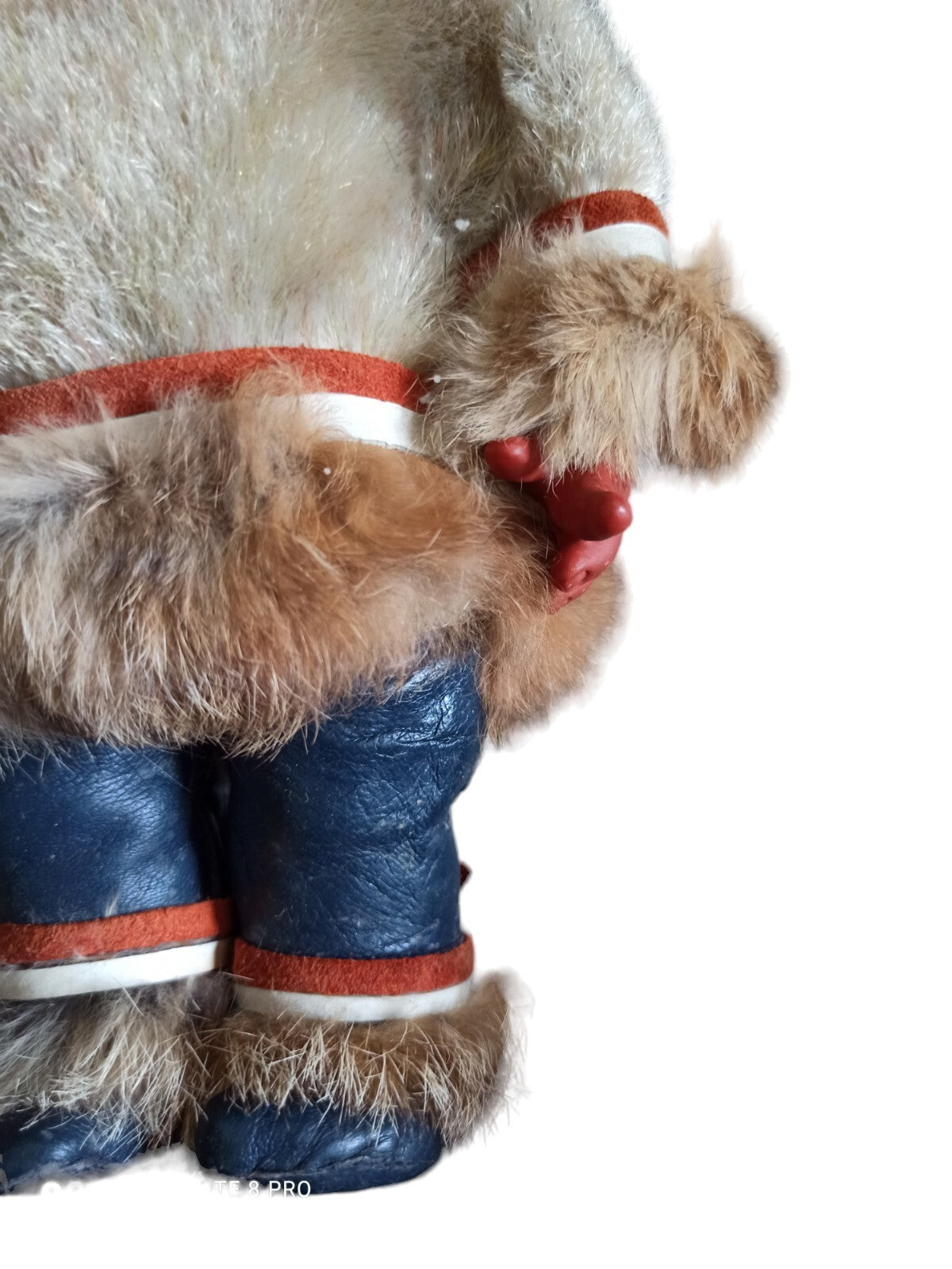 Poupée Eskimo vintage en fourrure véritable, visage vinyle, années 60-70