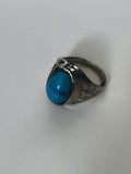 Bague vintage homme cabochon bleu style chevalière taille 58 rétro