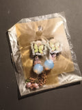 Paire boucles d’oreilles vintage papillon perles deadstock fantaisie rétro