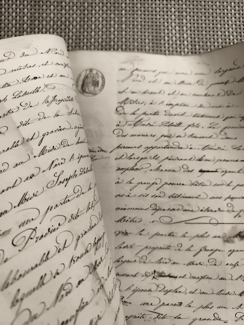 Document manuscrit ancien 1857 cachet archives Tampon officiel France