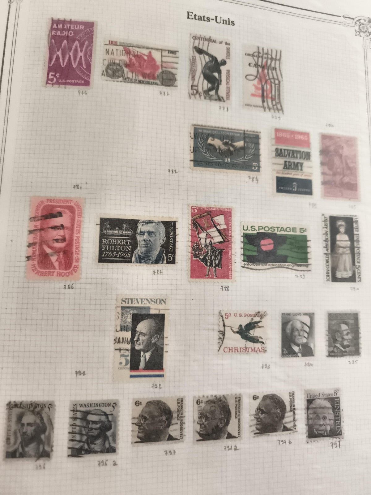 Anciens timbres USA oblitérés lot x18 – Philatélie vintage États-Unis, portraits