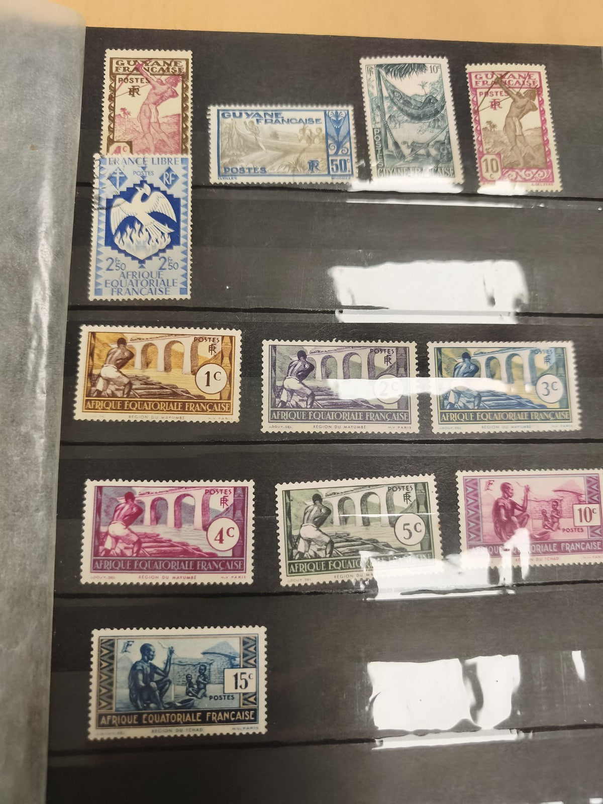 Lot timbres poste Guyane Afrique Équatoriale Française oblitérés couleurs