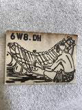Carte radio ancienne 6W8.DH illustration pêcheur vintage noir et blanc