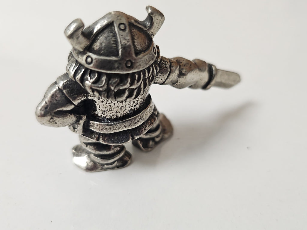 Figurine viking ancienne en métal, petite statuette rétro Norvège, collection vi