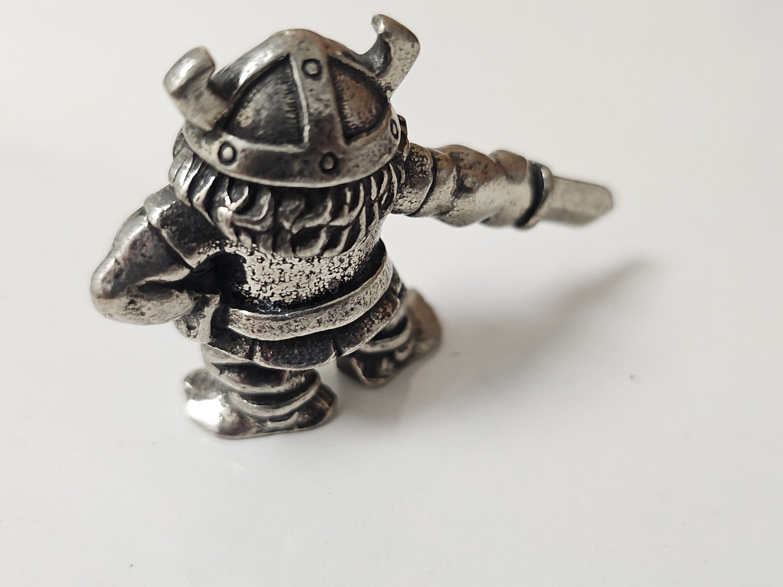 Figurine viking ancienne en métal, petite statuette rétro Norvège, collection vi