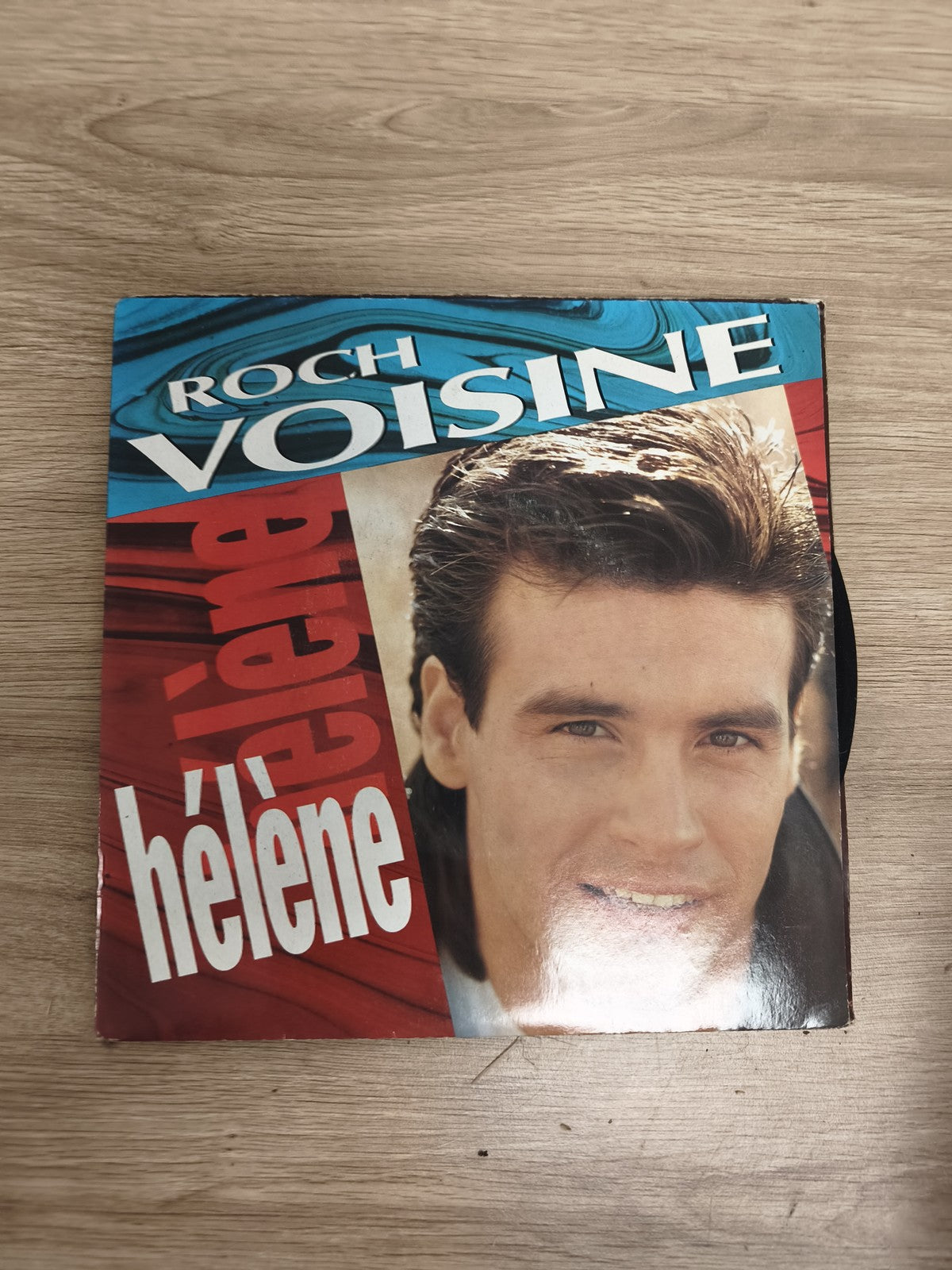 Vinyle 45 tours Roch Voisine Hélène pochette couleurs bleu rouge