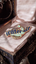Pin's vintage Waterair Piscines badge publicitaire émaillé bleu doré broche rare