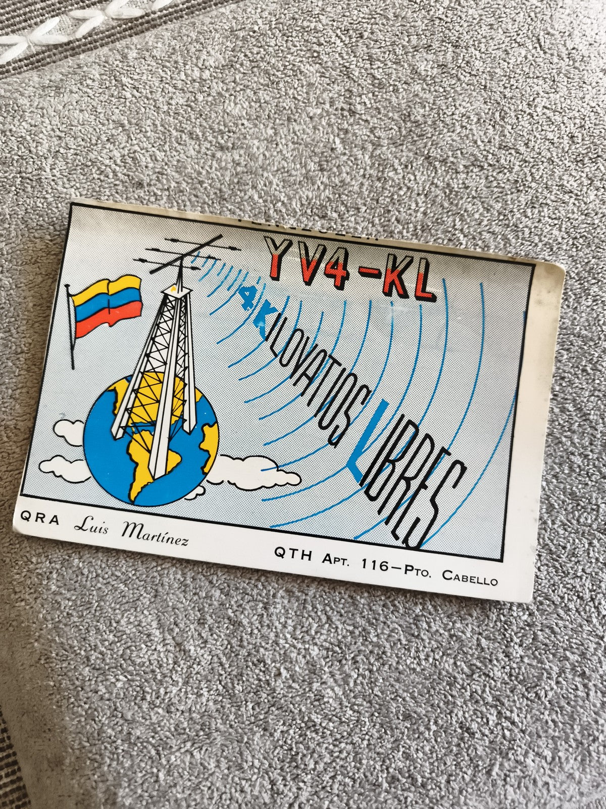 Carte QSL radio ancienne YV4-KL Venezuela Lovatos Libres radioamateur
