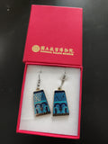 Boucles d’oreilles National Palace Museum pendentif émaillé bleu style ancien As