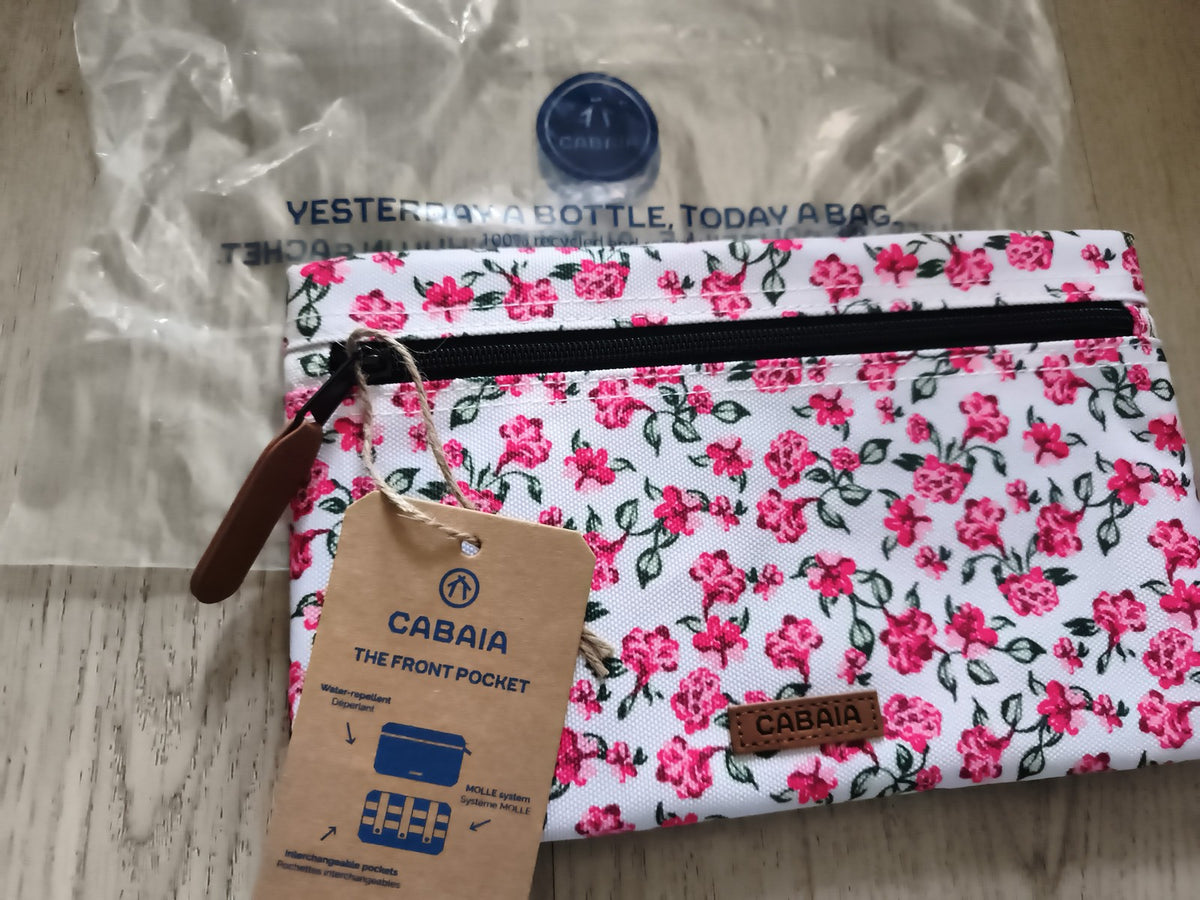 Pochette Cabaia motif fleuri zip avant, neuve 24 cm, trousse accessoire