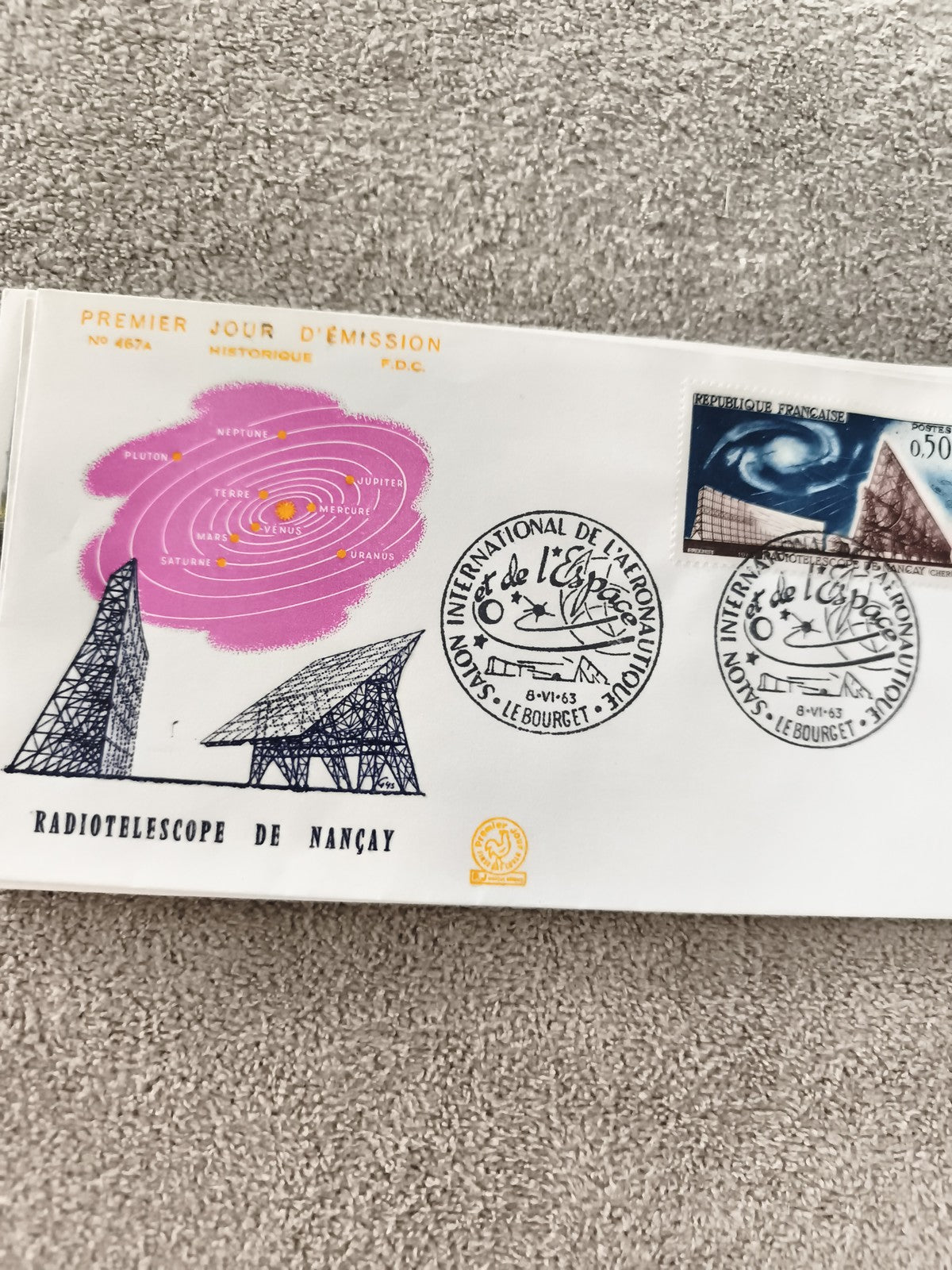 Lettre Premier Jour Radiotélescope Nançay 1963 FDC ancien philatélie