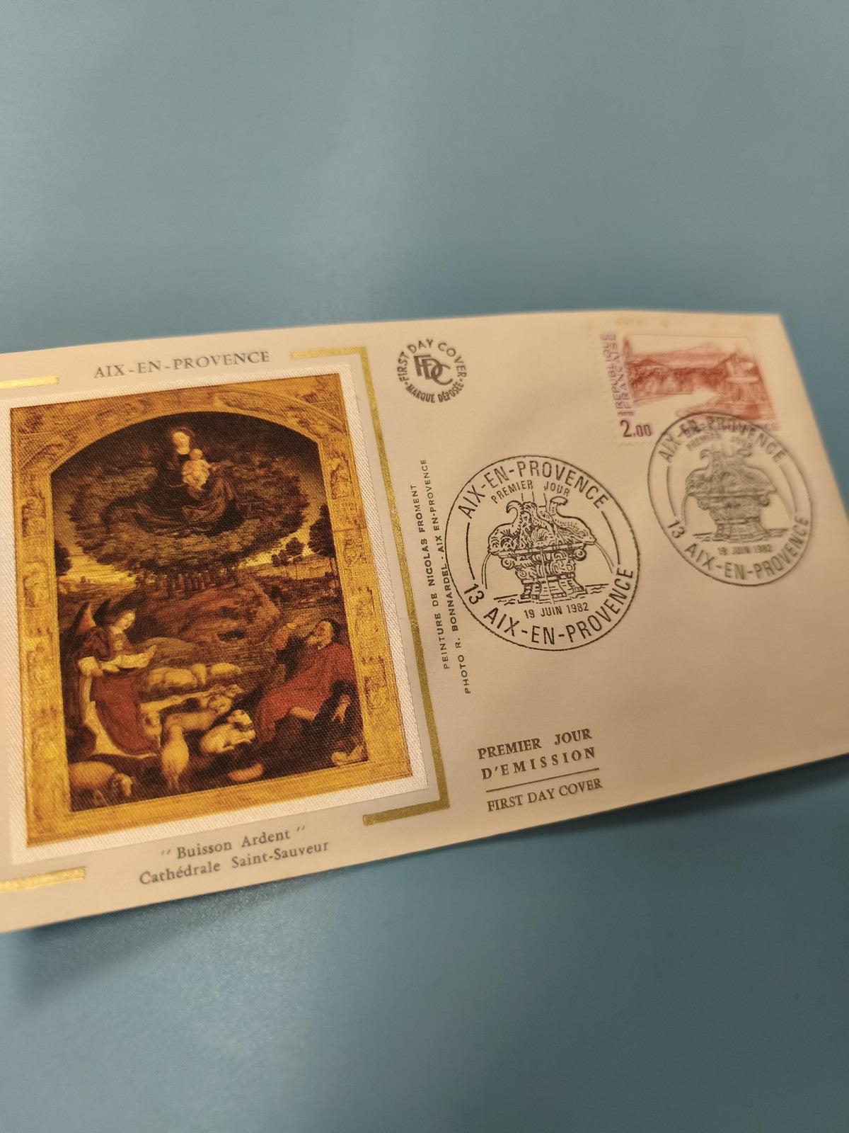 Enveloppe FDC Premier Jour Aix-en-Provence Buisson Ardent Cathédrale Timbre