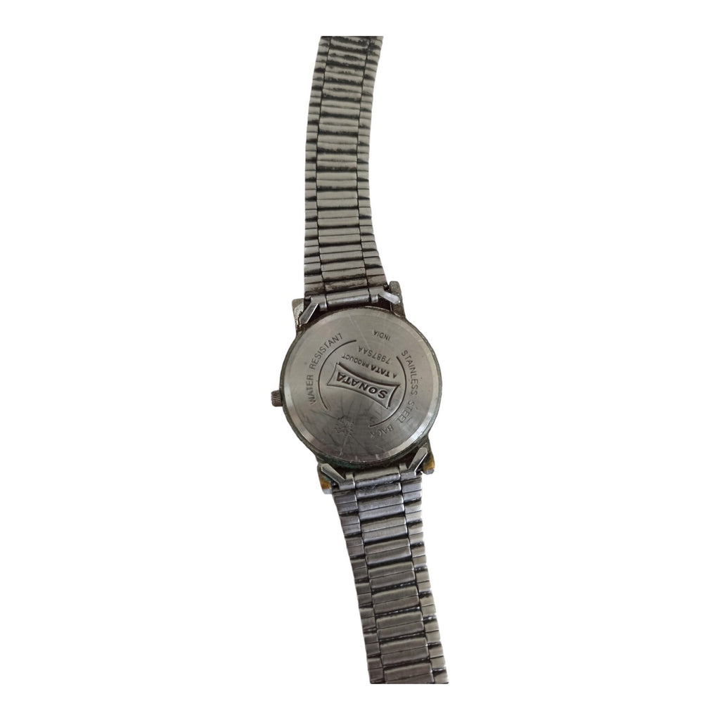 Montre femme SONATA bracelet métal argenté, cadran blanc, pile incluse