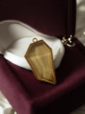Pendentif vintage rétro, forme géométrique dorée, bijou fantaisie ancien