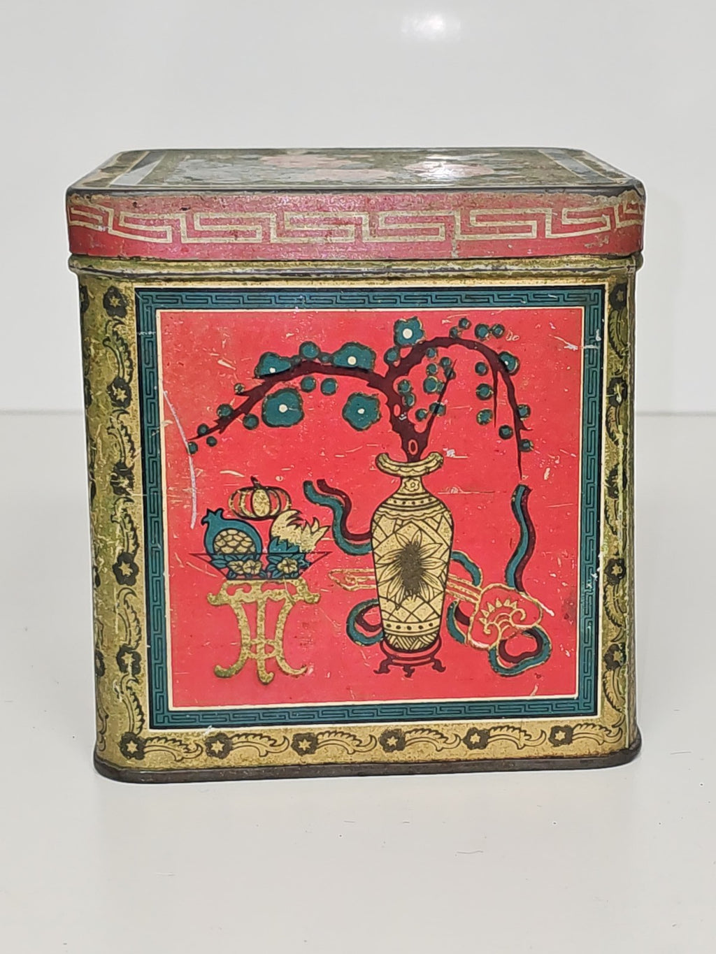 Boîte à thé ancienne en tôle lithographiée vintage déco rétro collection France