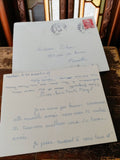 Lettre manuscrite ancienne 1949 + enveloppe timbre vintage écriture bleue