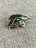 Pin's vintage RM 91.02.20.20 vert blanc doré, badge émaillé rétro (Ref 2)