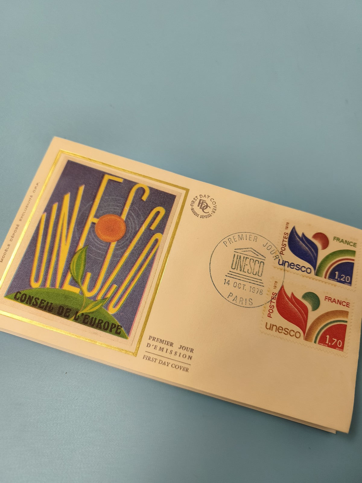 Enveloppe premier jour émission FDC UNESCO Conseil de l?Europe timbres Paris