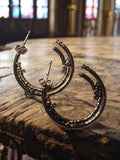 Boucles d’oreilles créoles vintage plaqué or, double anneau, style baroque