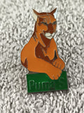 Pin's vintage Puma S émaillé animalier orange marron badge ancien (Ref 3)
