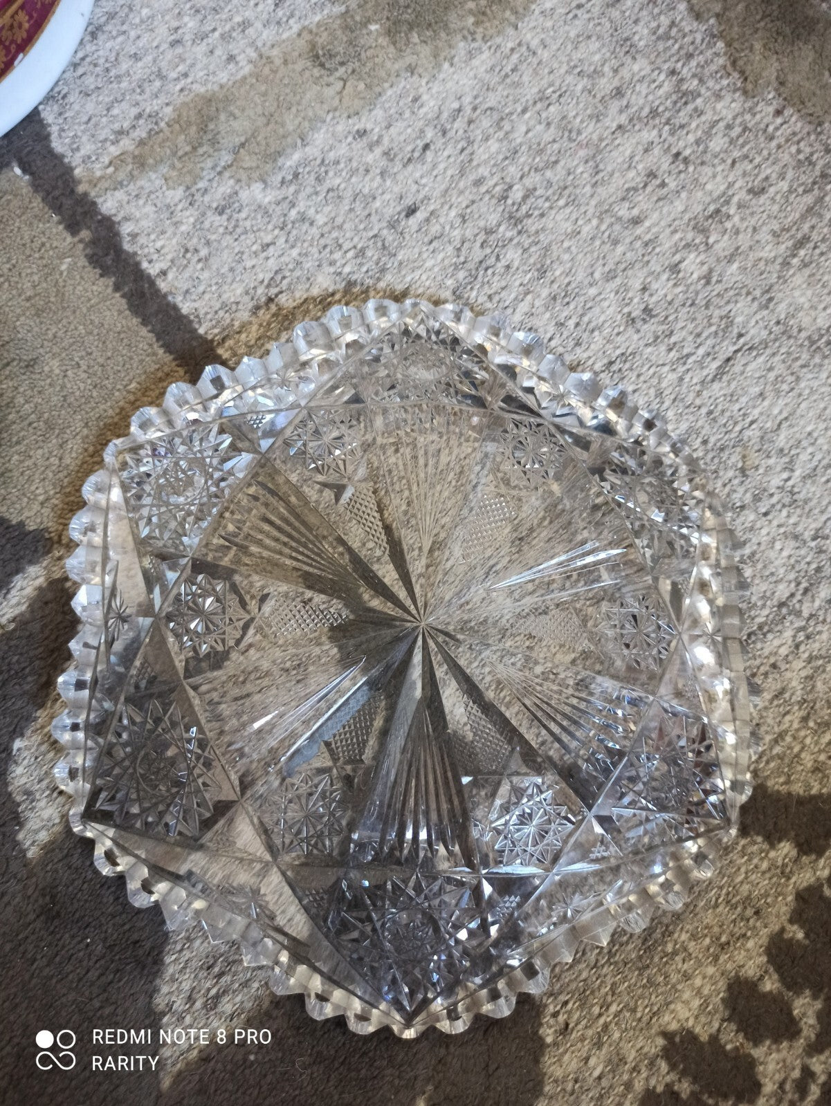 Coupe ancienne en cristal taillé lourd décor étoilé 16 cm centre de table