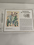 Feuillet commémoratif CEF Centenaire de l’Automobile timbre 3,00 F philatélie