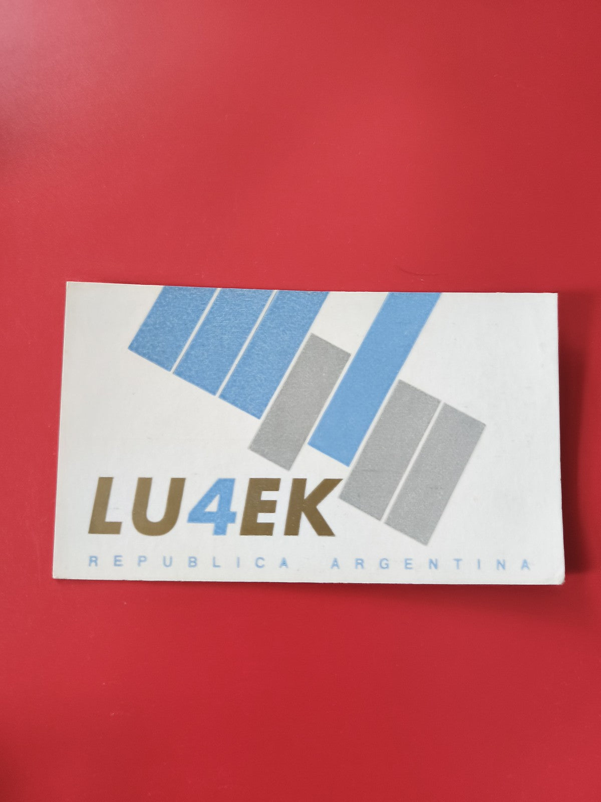 Carte radio LU4EK République Argentine QSL radioamateur bleu gris