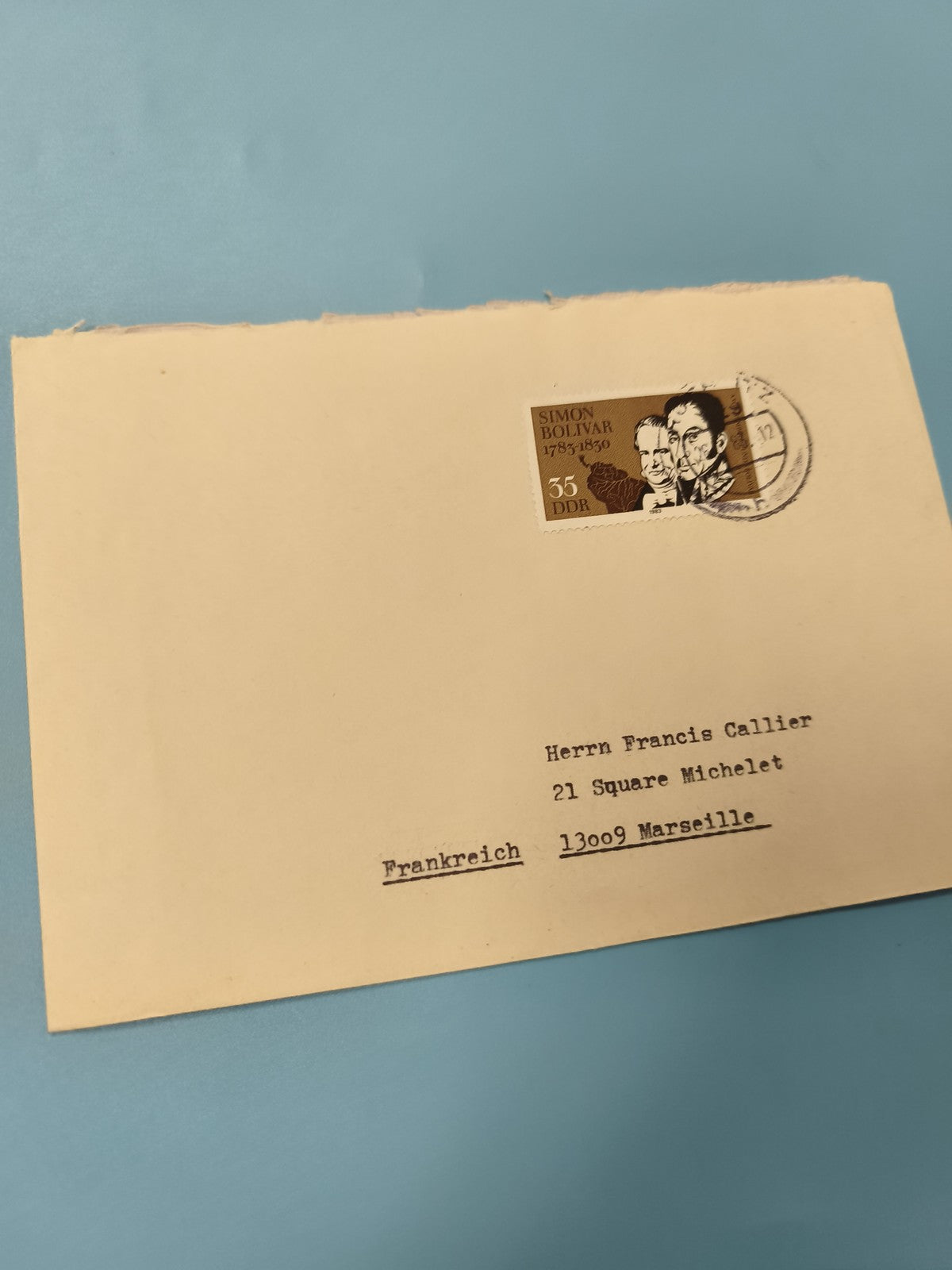 Ancienne enveloppe timbrée DDR oblitérée, Simon Bolivar, philatélie collection