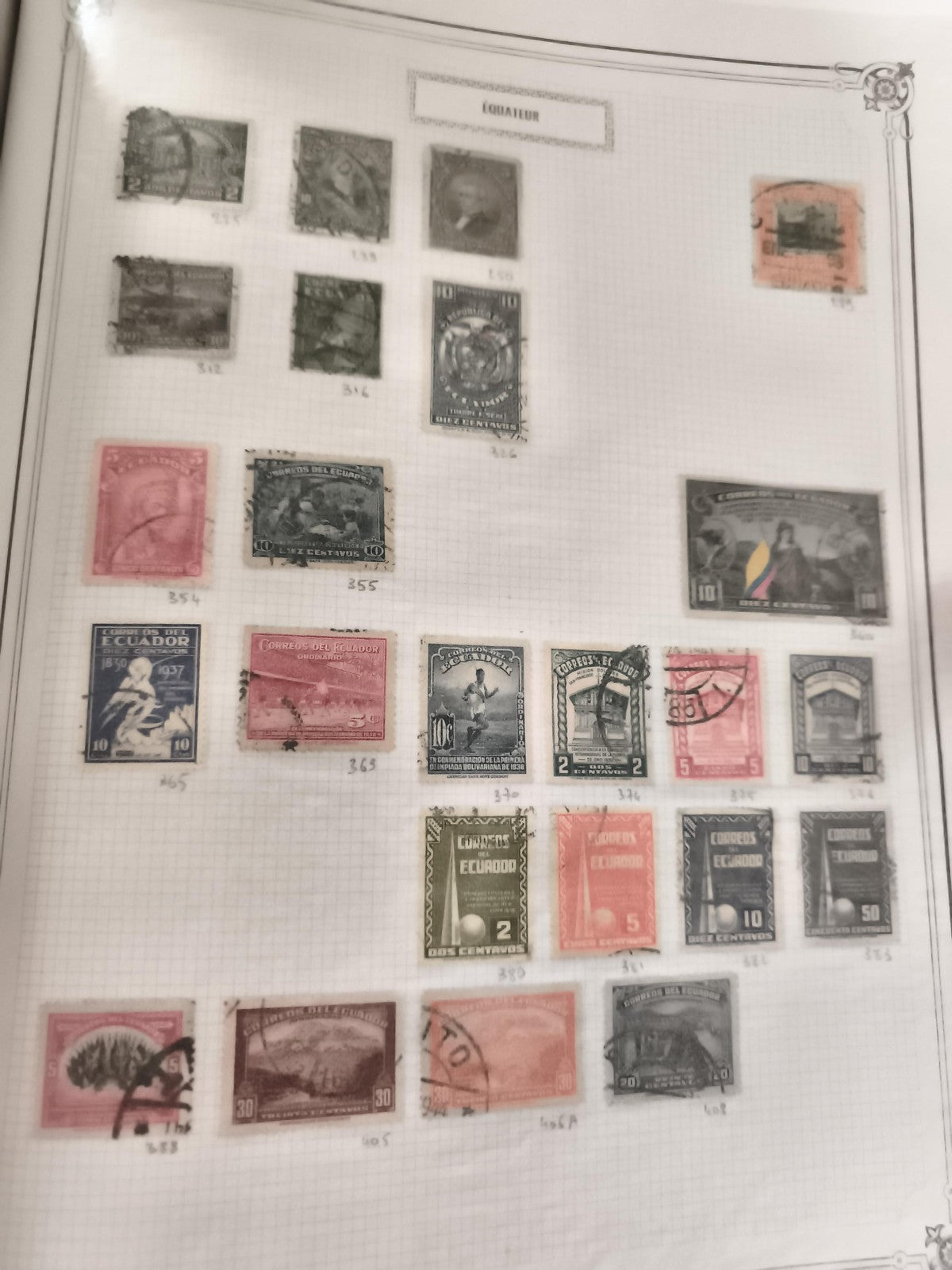 Lot anciens timbres Équateur oblitérés et neufs philatélie vintage