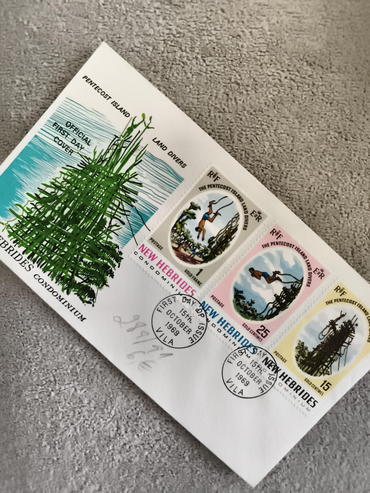 Lettre Premier Jour New Hebrides Pentecost Island Land Divers 1969 philatélie