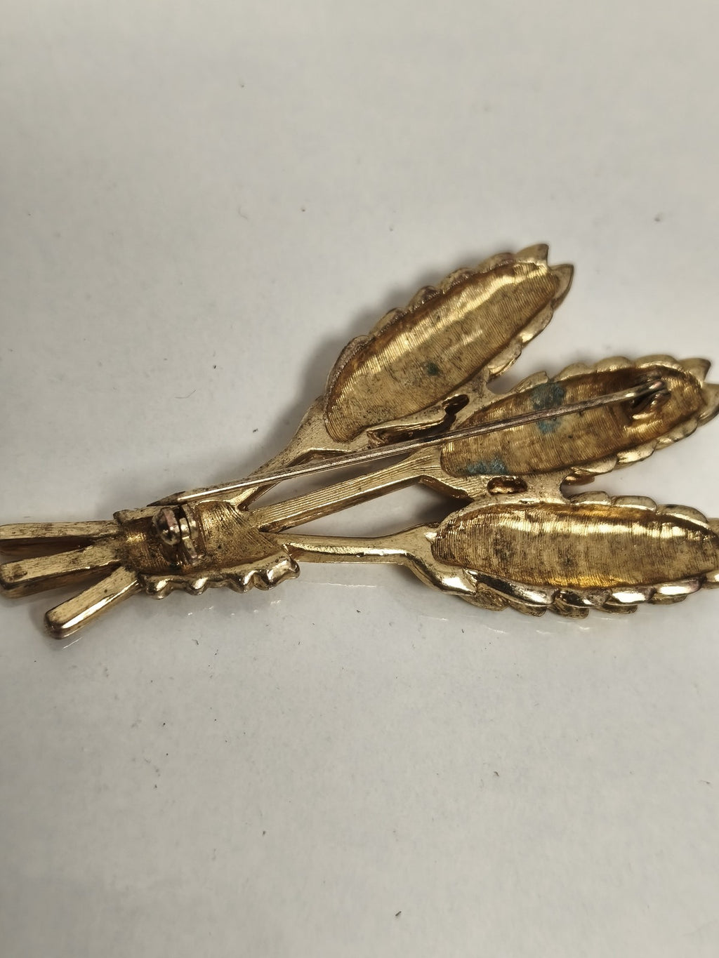 Broche ancienne épi de blé doré, bijou fantaisie vintage, bouquet rétro