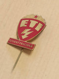 Broche insigne vintage soviétique ETI Vzorný Pracovník URSS rouge émail