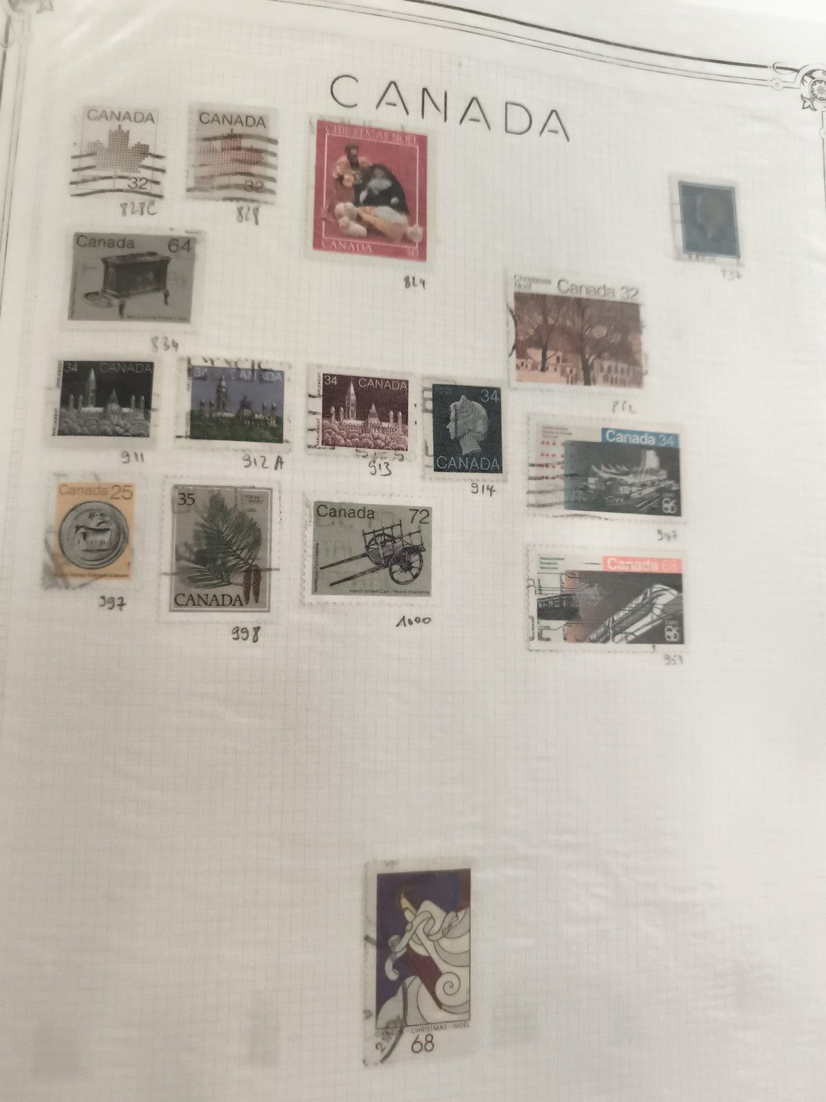 Lot anciens timbres Canada oblitérés vintage philatélie thématiques