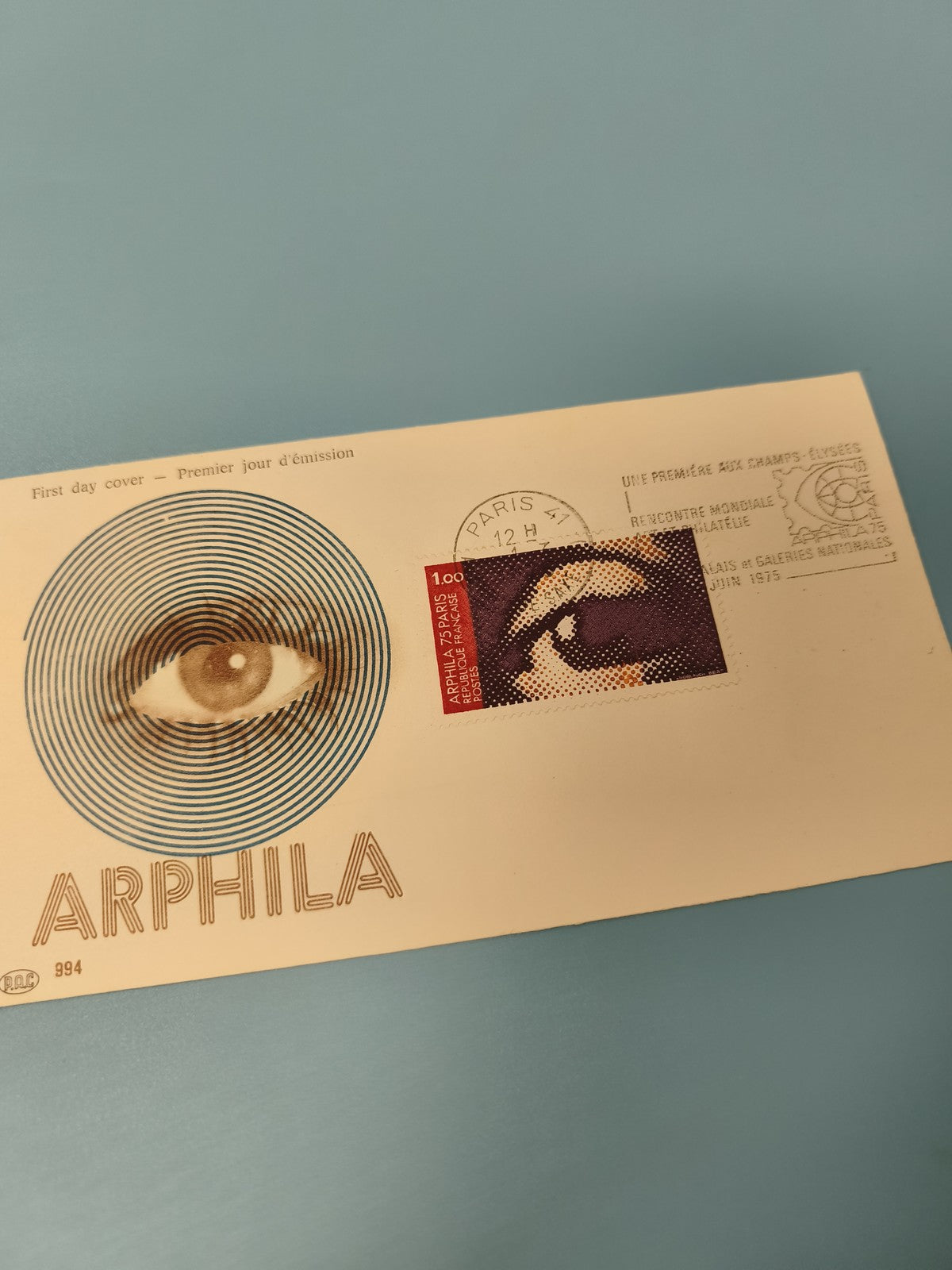 Ancienne enveloppe philatélie ARPHILA 1975 ?il, premier jour, timbre Paris
