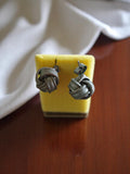 Boucles d’oreilles vintage nœud torsadé argenté fantaisie rétro femme
