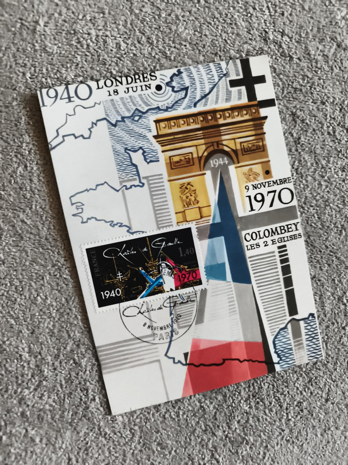 Lettre Premier Jour Charles de Gaulle 1970 timbre 1,40 F Paris philatélie