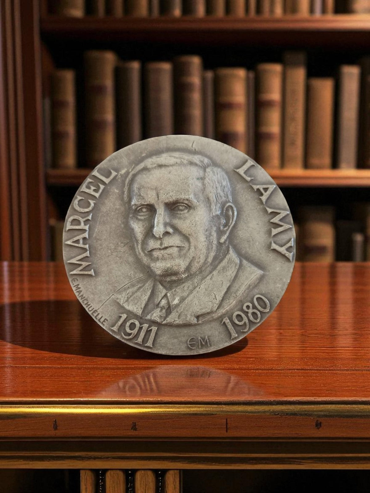 Médaille vintage Marcel Lamy Fédération Nationale de la Coiffure portrait relief