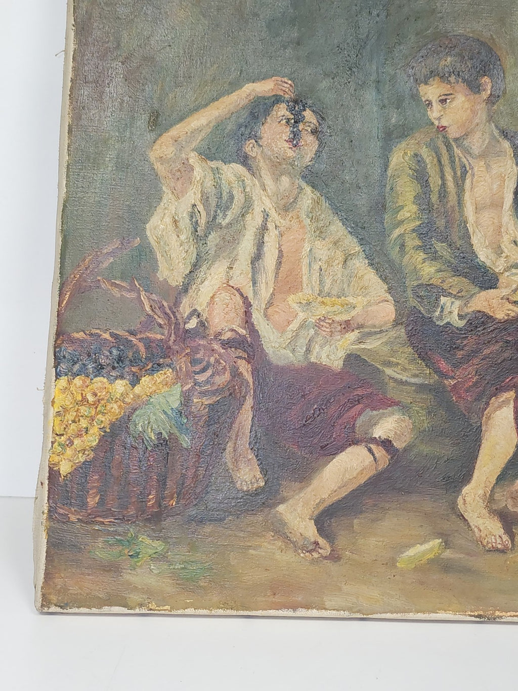 Ancien tableau vintage signé Bouby, peinture sur toile datée 1950, art rétro
