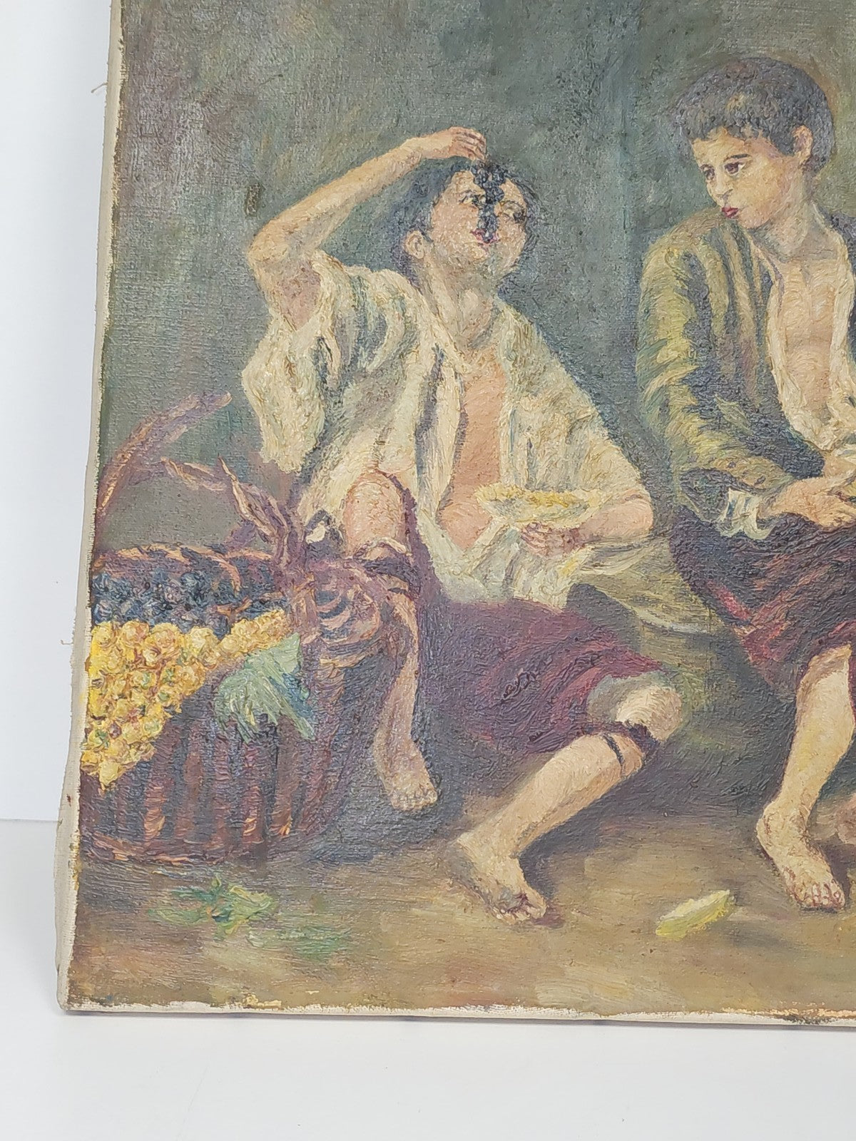 Ancien tableau vintage signé Bouby, peinture sur toile datée 1950, art rétro