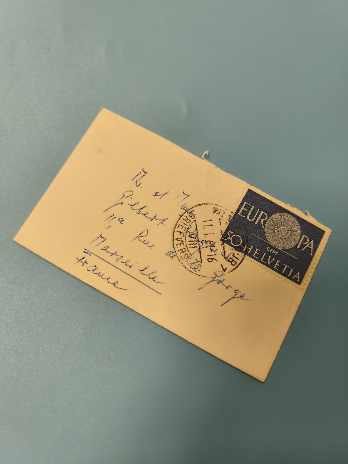 Ancienne enveloppe oblitérée Suisse timbre Europa Helvetia philatélie collection