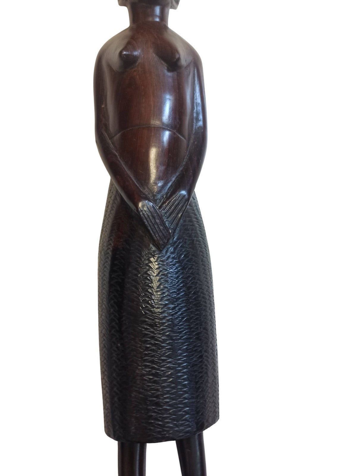 Statuette africaine femme bois d’ébène, sculpture ethnique vintage, art tribal