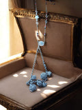 Collier fantaisie vintage métal breloques argentées, perles, style bohème
