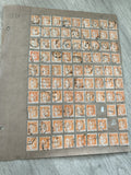 Gros lot timbres anciens Marianne 1 franc orange oblitérés sur planche étude
