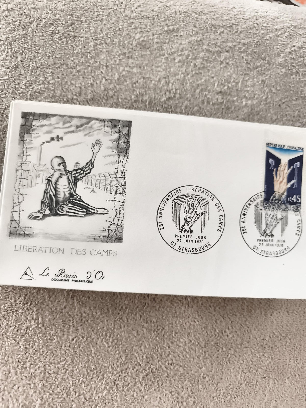 Lettre FDC Libération des Camps 1970 Le Burin d'Or Strasbourg philatélie