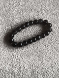 Bracelet perles noires pierres naturelles élastique homme femme bijou zen