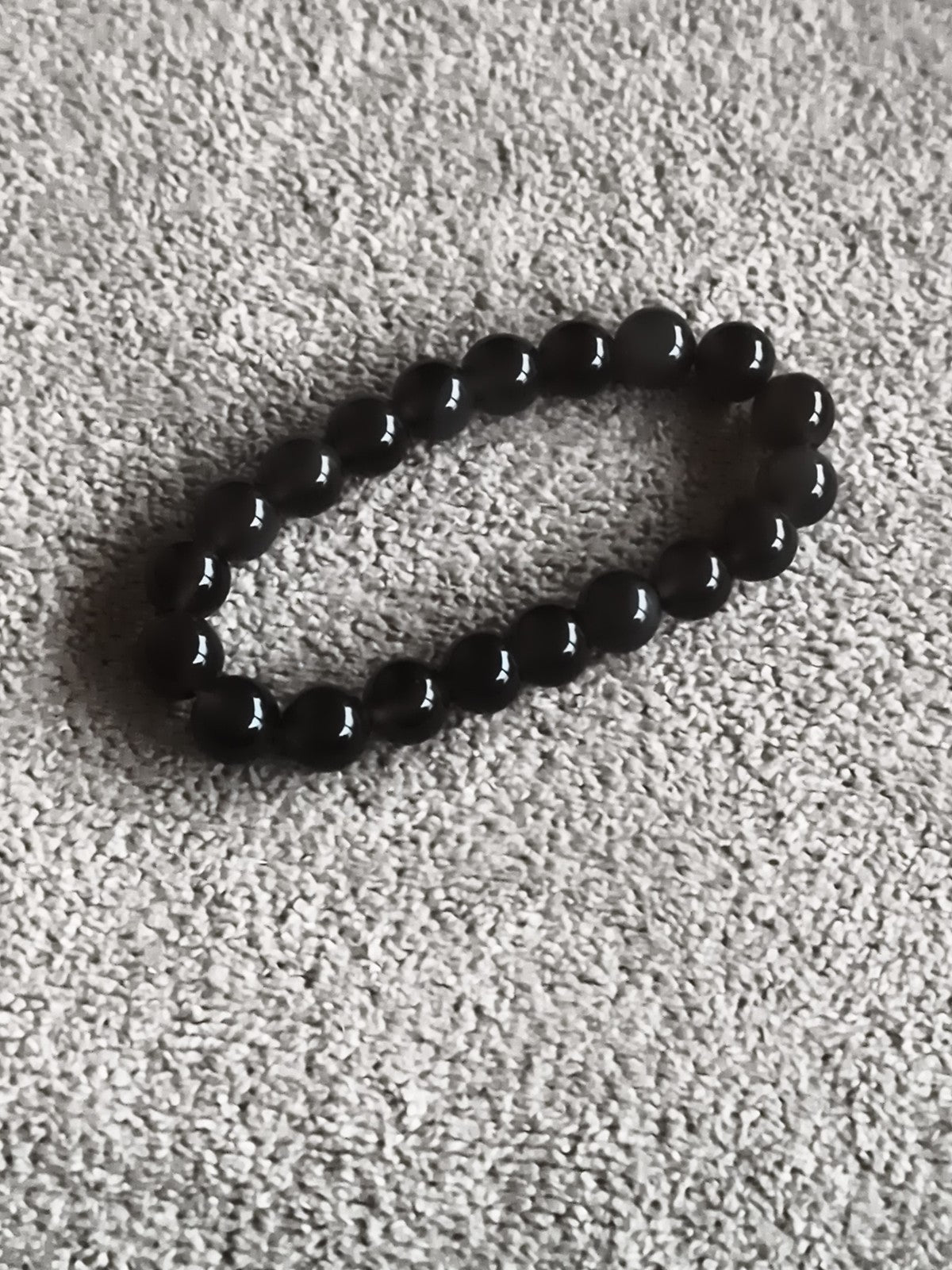 Bracelet perles noires pierres naturelles élastique homme femme bijou zen