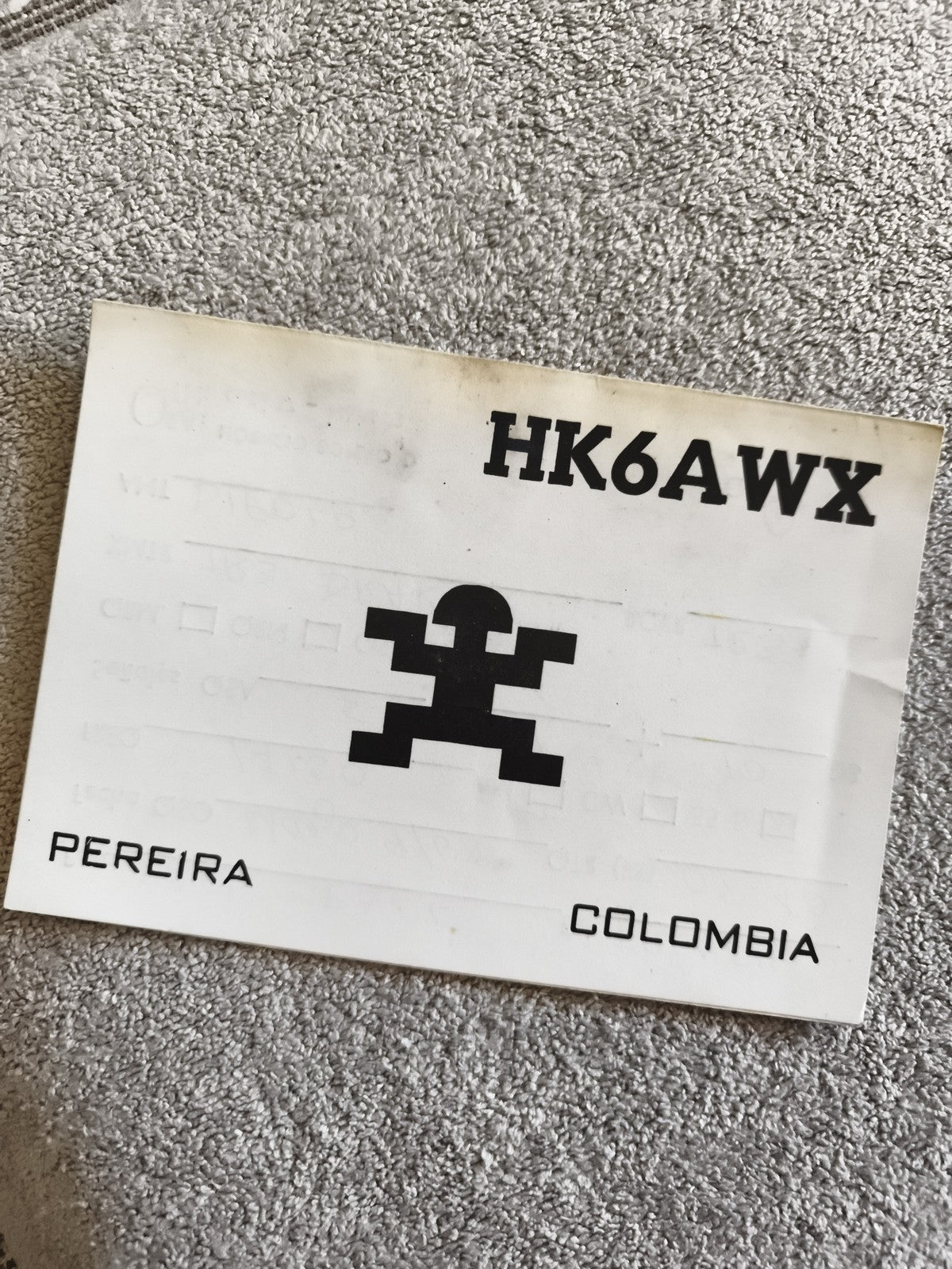 Carte QSL radio amateur HK6AWX Pereira Colombie vintage ancien