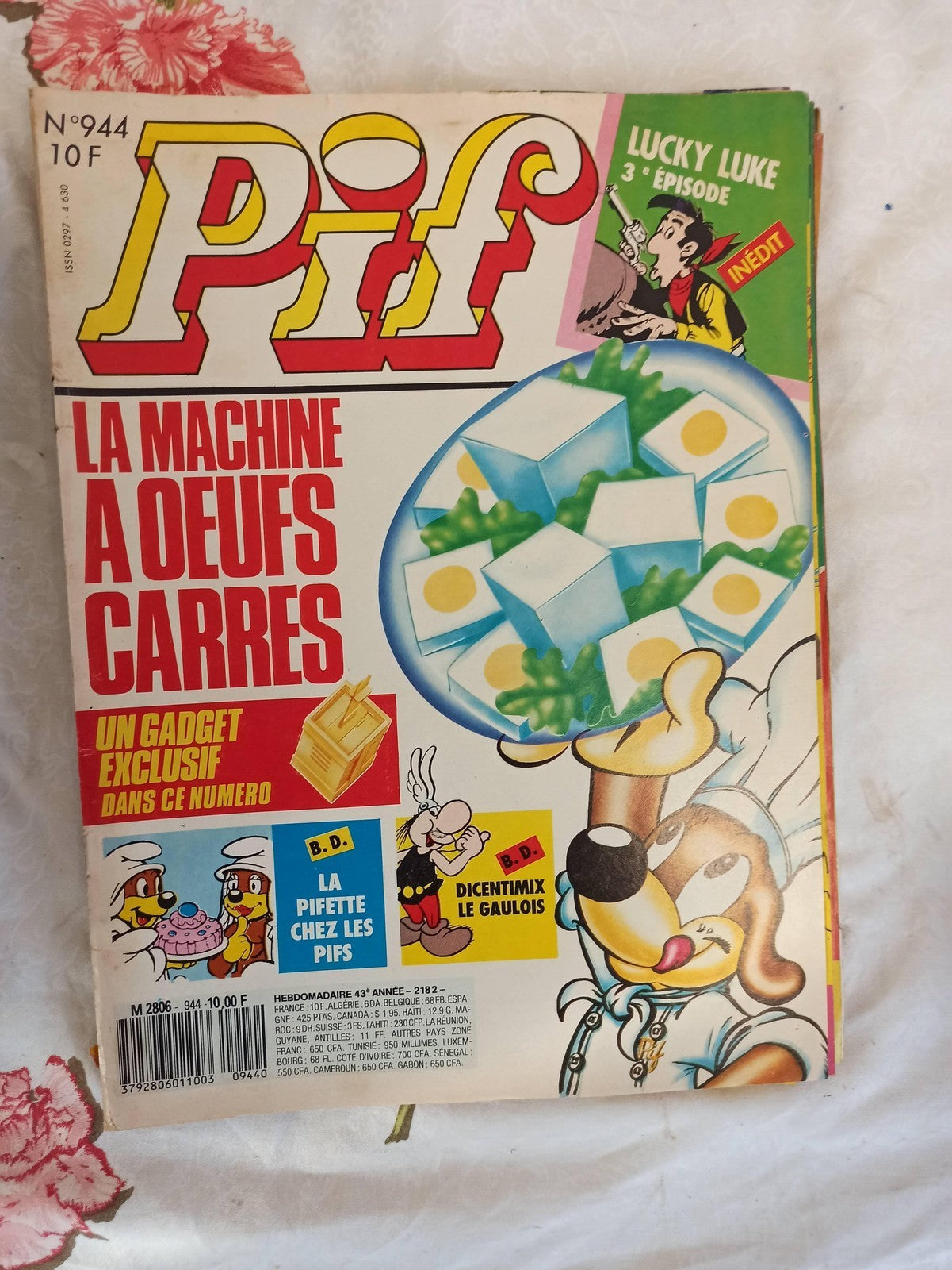 Magazine Pif n°944 vintage années 80, gadget œufs carrés, BD Lucky Luke, rétro