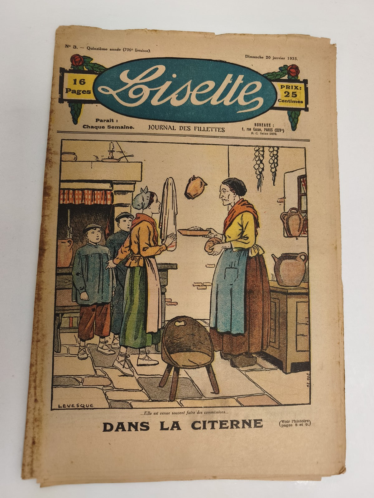 Ancien journal Lisette 1935, Journal des fillettes, BD vintage, 16 pages