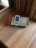 Camion Majorette ancien plateau grue beige bleu, miniature vintage rétro jouet